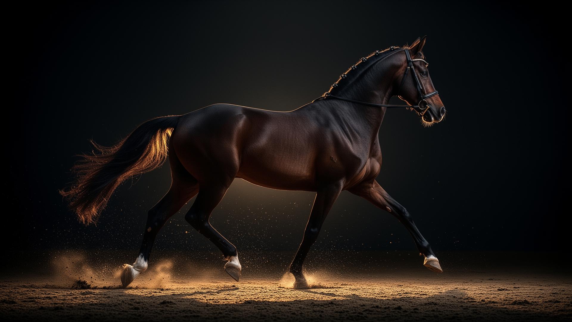 Cavallo sportivo da dressage in movimento